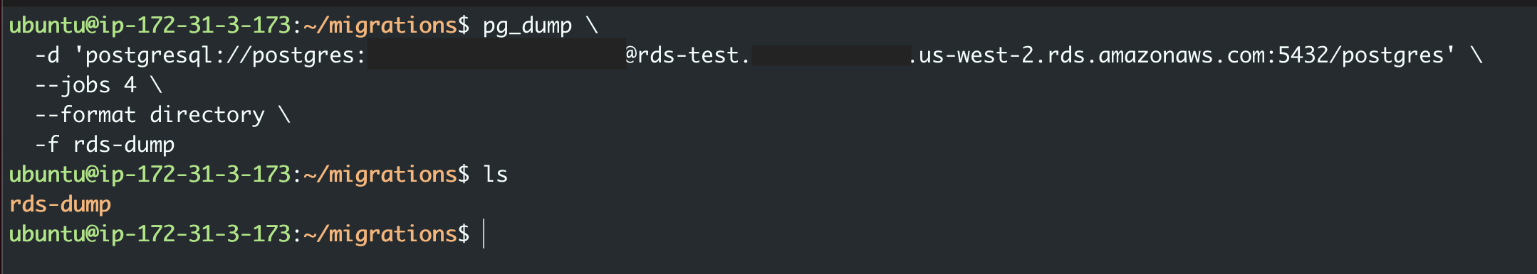 Выполнение команды pg_dump