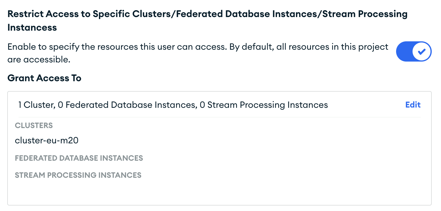 Ограничение доступа к кластерам/инстансам